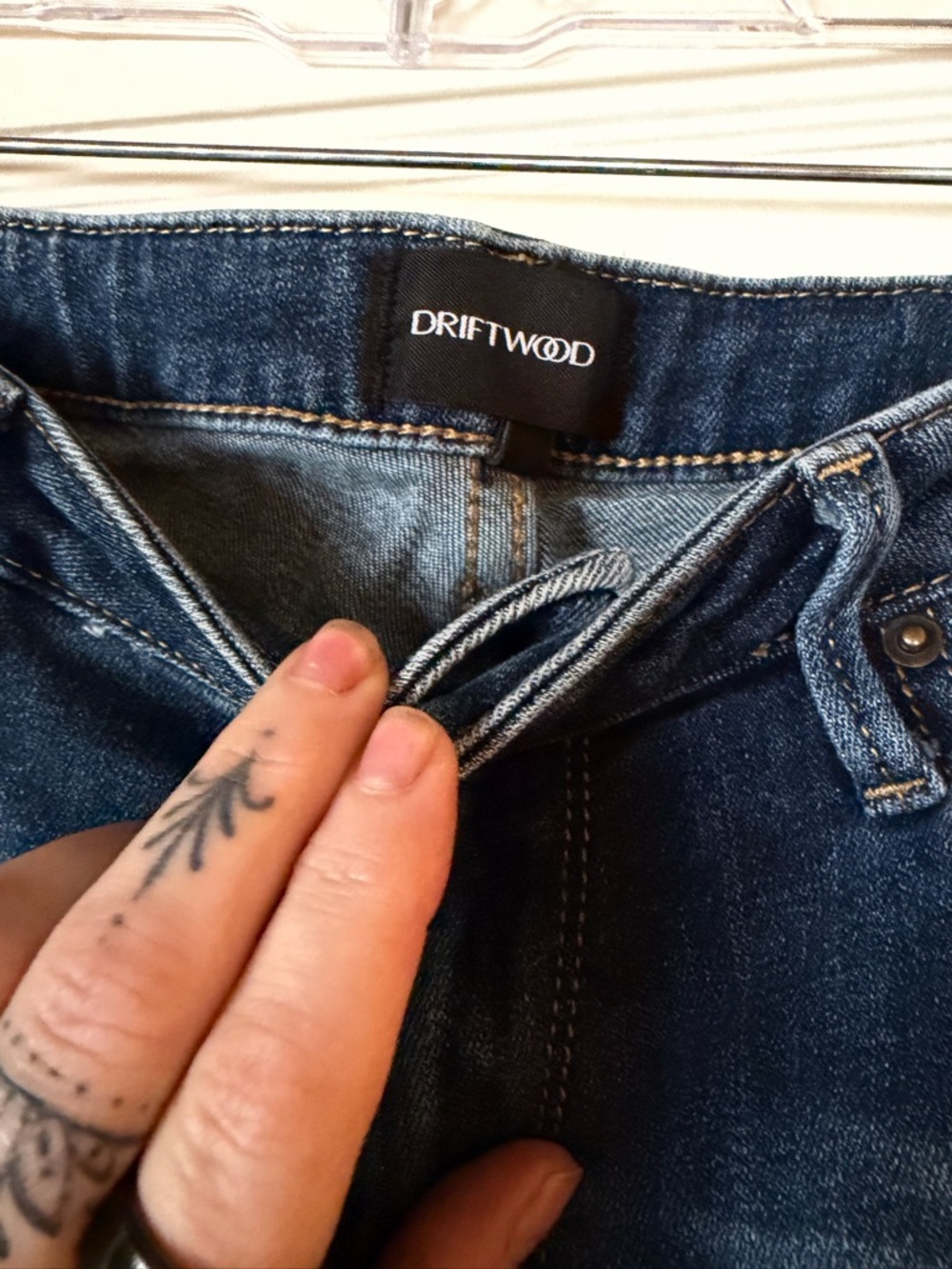 Driftwood Dark Blue Embroidered Floral Appliqué Jeans Denim Bootcut Flare - Picture 9 of 14